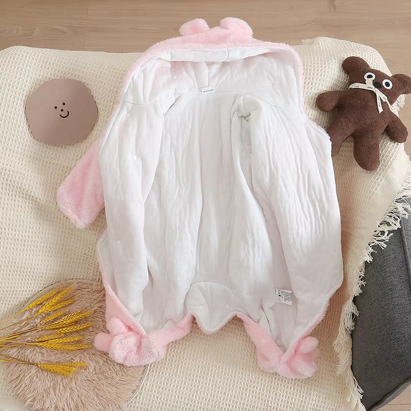 Snugglepals – Plush Cartoon Baby Romper for Autumn & Winter
