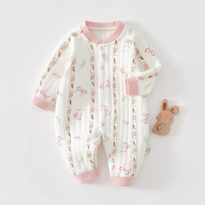Cuddlecub™ Cartoon Bear Romper – Soft Autumn & Winter Bodysuit for Baby Boys and Girls