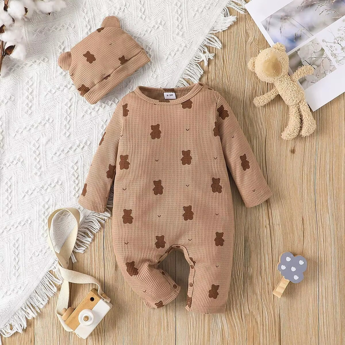 Bear & Bloom – Spring Romper with Hat for Baby Boys & Girls