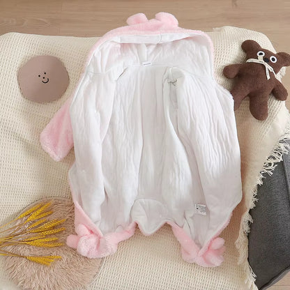 Snugglepals – Plush Cartoon Baby Romper for Autumn & Winter